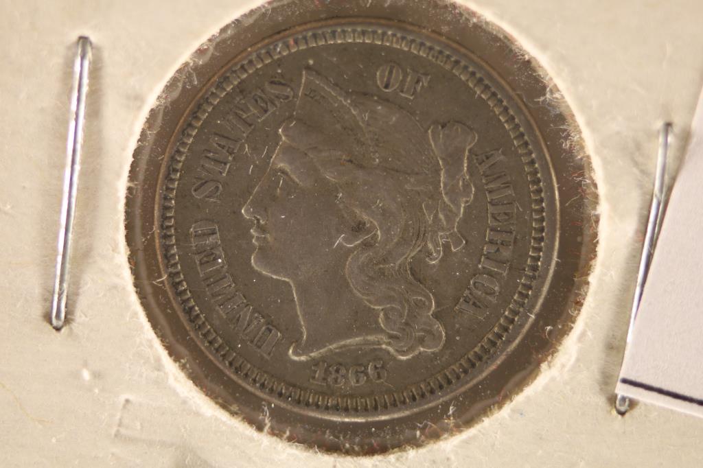 ERROR 1866 - 3 CENT NICKEL, DIE CLASH  & DD OBV. (1 of 2)
