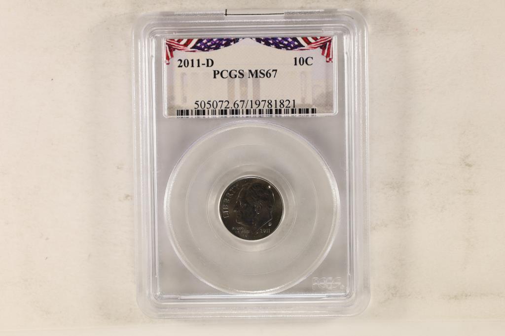 2011-D ROOSEVELT DIME PCGS MS67 (1 of 2)