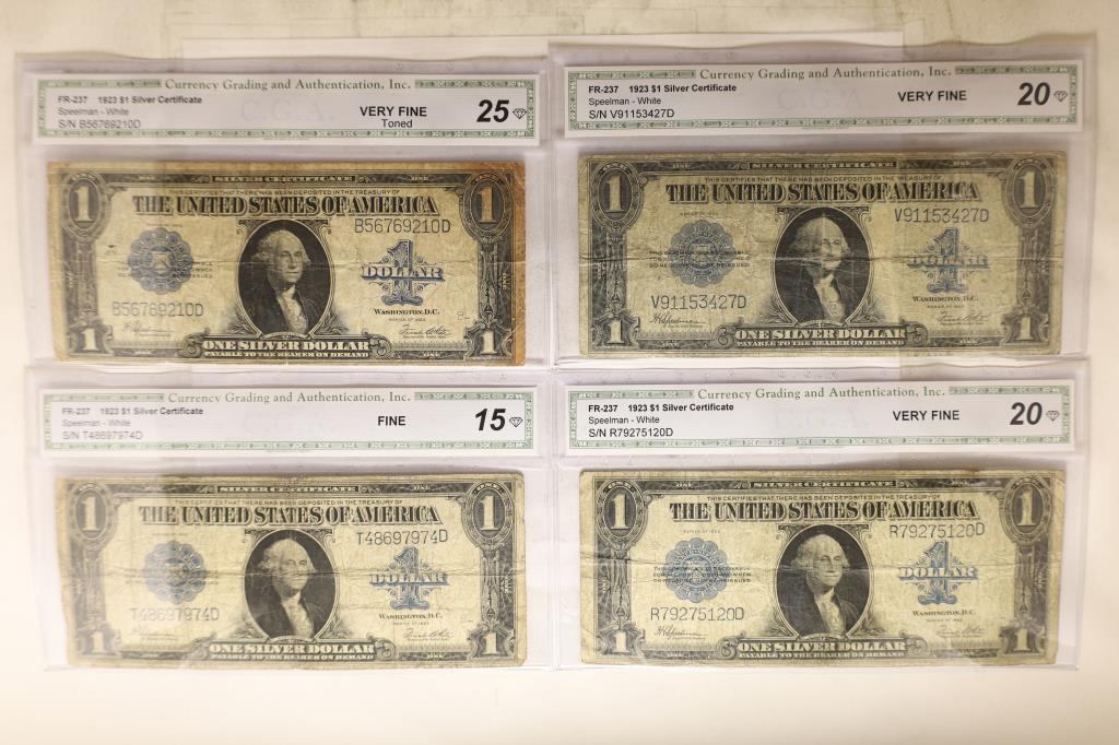 LOT OF 4-1923 US $1 SILVER CERTIFICATES LARGE SIZE (1 of 2)