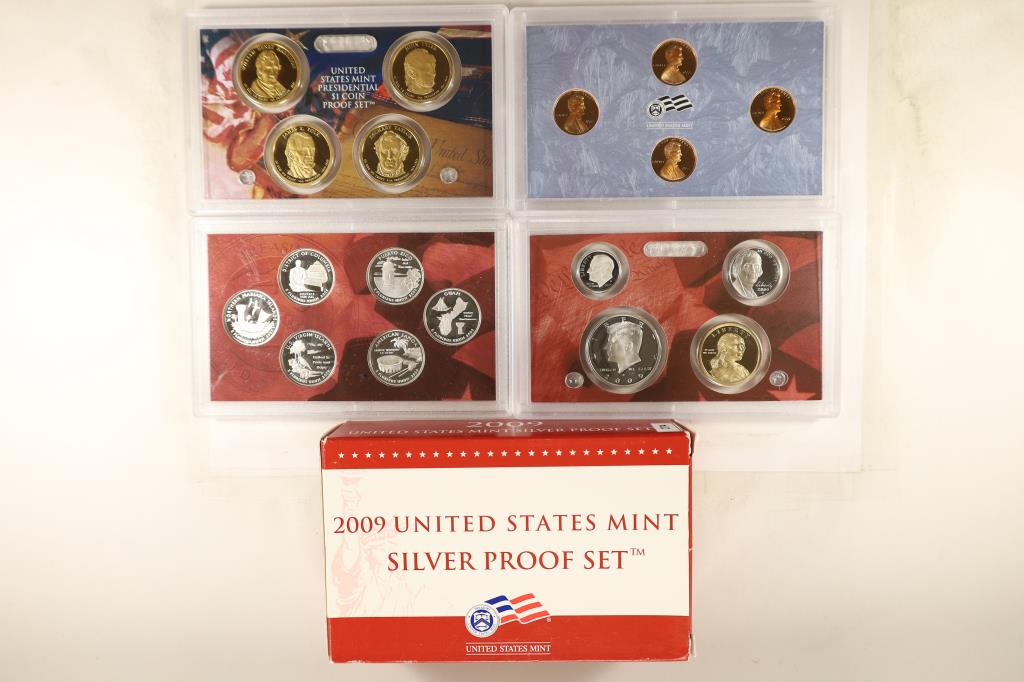 2009 US SILVER PROOF SET (WITH BOX) 18 PIECES (1 of 2)