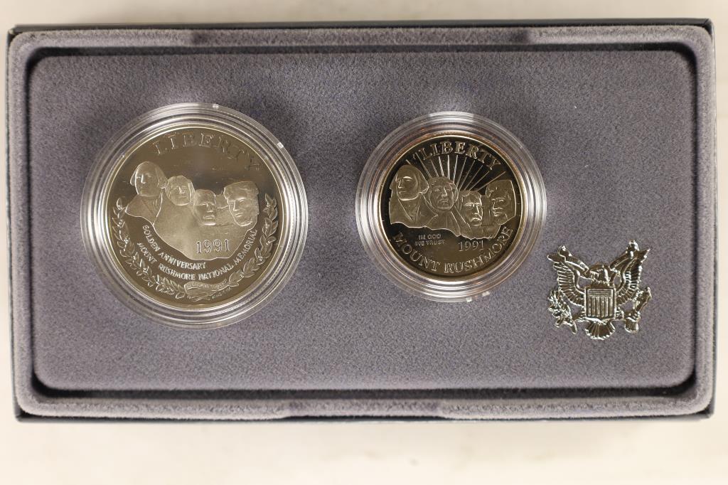 1991-S MOUNT RUSHMORE 2 COIN PROOF SET (1 of 3)