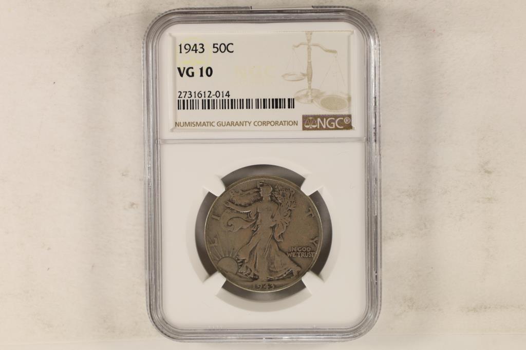 1943 SILVER WALKING LIBERTY HALF DOLLAR NGC VG10 (1 of 2)