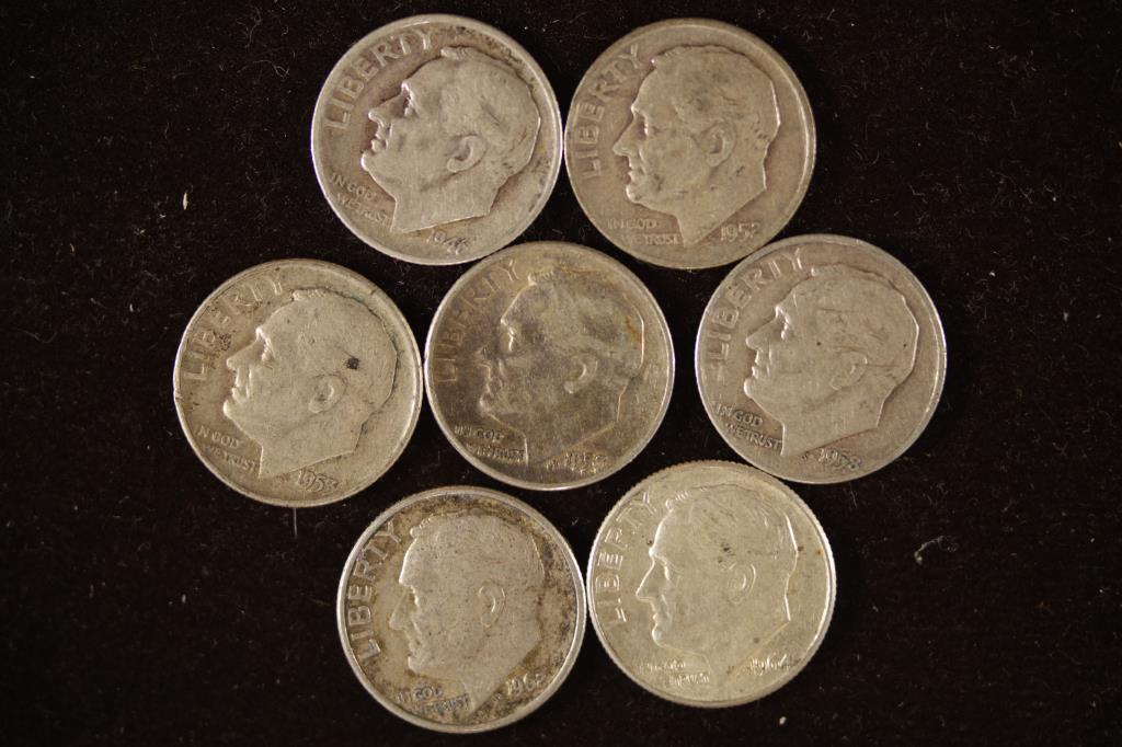 7 ASSORTED SILVER ROOSEVELT DIMES (1 of 2)