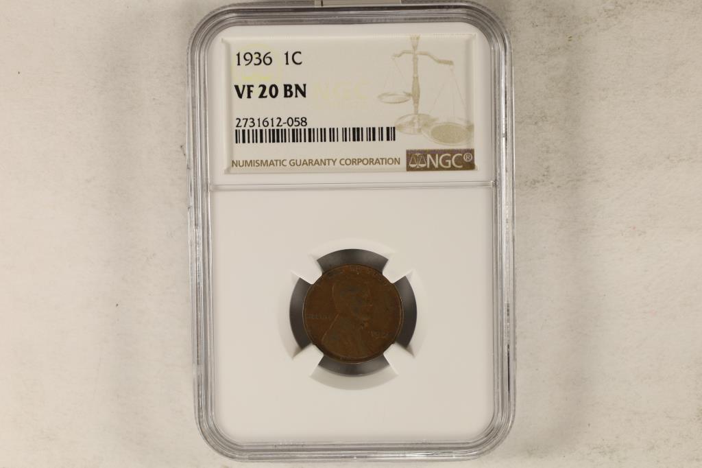 1936 LINCOLN CENT NGC VERY FINE 20 BN (1 of 2)