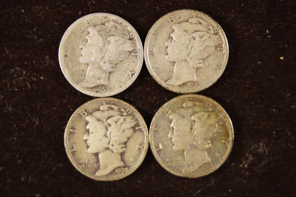 1928-S,1929-S,1930 & 1931 SILVER MERCURY DIMES (1 of 2)