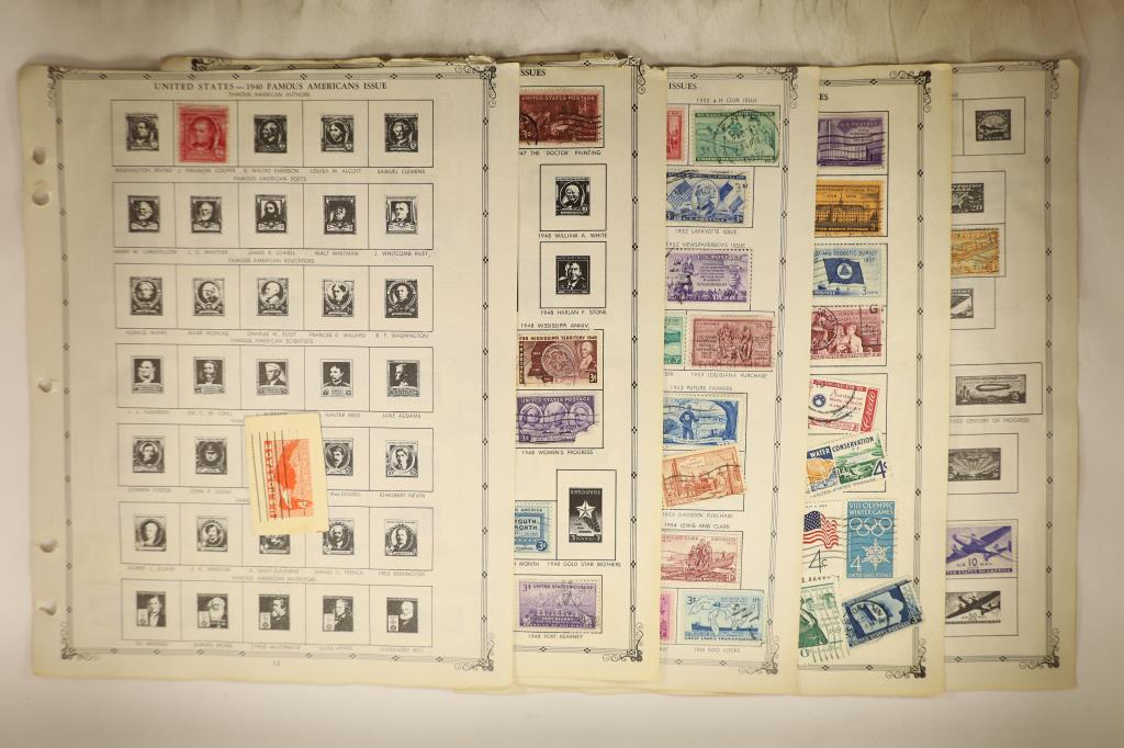 5 STAMP COLLECTORS PAGES: 1940 FAMOUS (1 of 5)