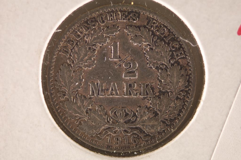 1916-A GERMAN SILVER 1/2 MARK .0802 OZ. ASW (1 of 2)