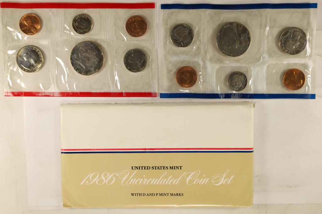 1986 US MINT SET (UNC) P/D (WITH ENVELOPE) (1 of 2)