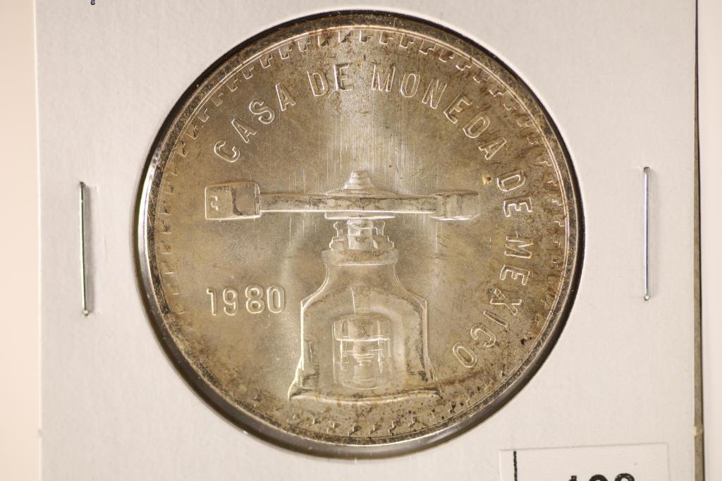 1980 MEXICO SILVER ONZA 1 TROY OZ  PURE SILVER (1 of 2)