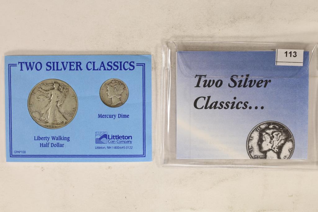 2-SILVER CLASSICS 1944-D WALKING LIBERTY HALF AND (1 of 2)