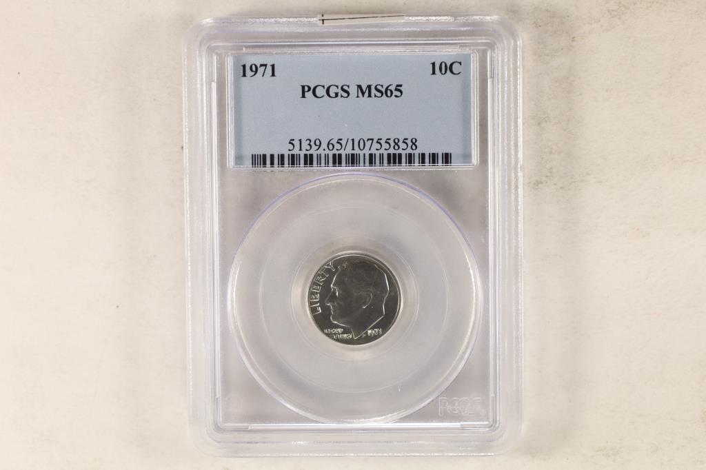 1971 ROOSEVELT DIME PCGS MS65 (1 of 2)