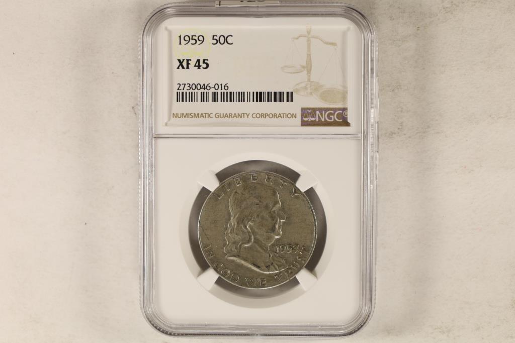 1959 SILVER FRANKLIN HALF DOLLAR NGC XF 45 (1 of 2)