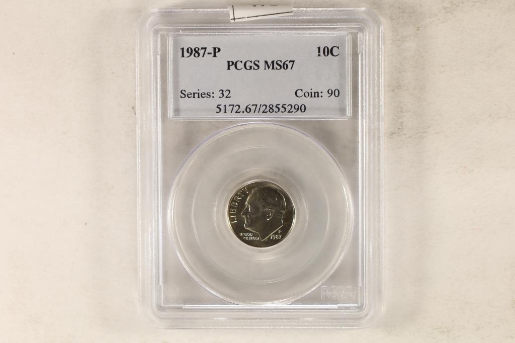 1987-P ROOSEVELT DIME PCGS MS67 (1 of 2)