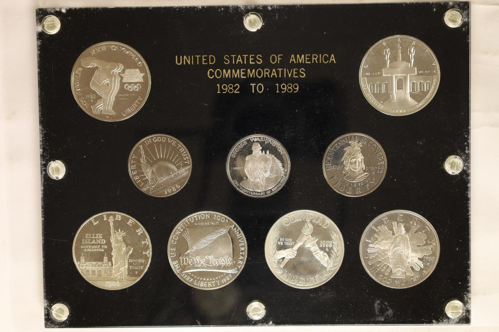9 US COMMEMORATIVE COINS IN PLASTIC HOLDER: 6-$1 (1 of 2)