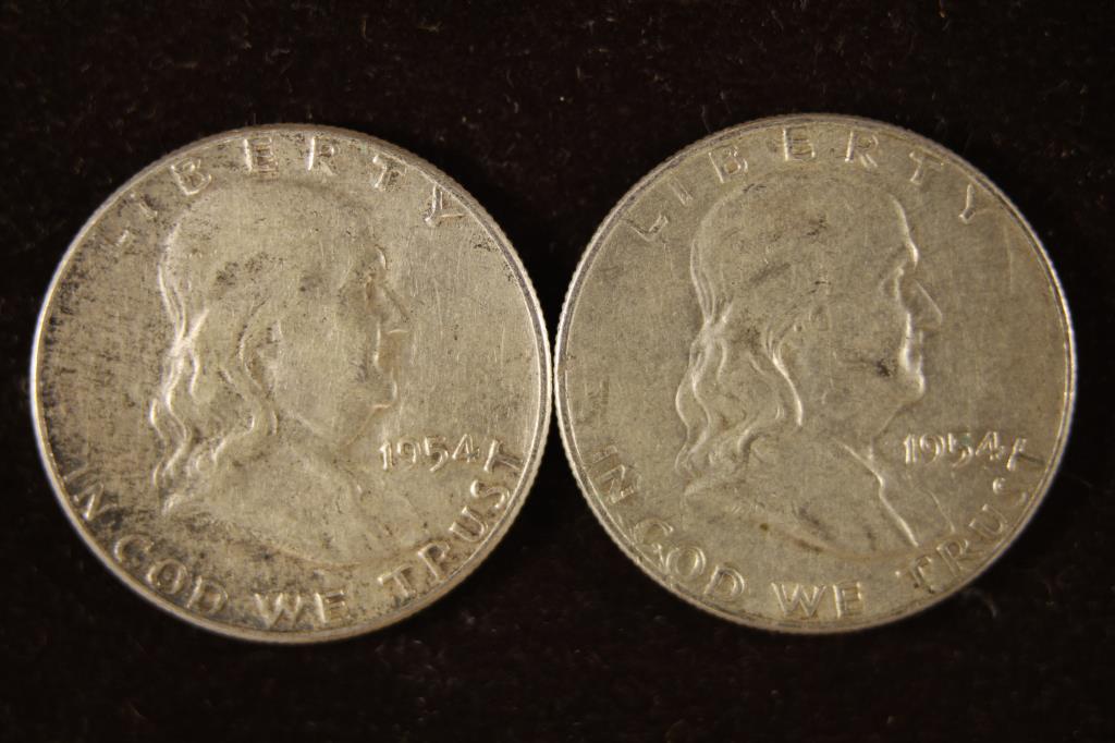 1954 P & D SILVER FRANKLIN HALF DOLLARS (1 of 2)