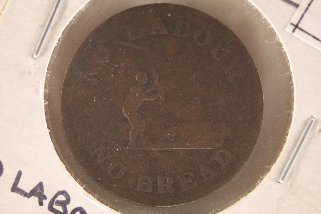1830 CANADA HALF PENNY BANK TOKEN, "NO LABOUR NO (1 of 2)