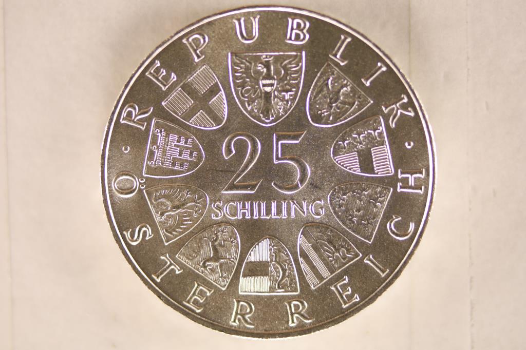 1968 AUSTRIA SILVER 25 SHILLING BRILLIANT UNC COIN (1 of 2)