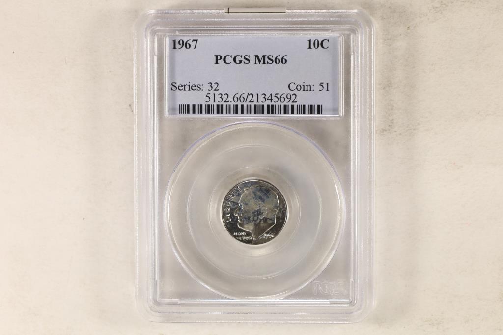 1967 ROOSEVELT DIME PCGS MS66 (1 of 2)