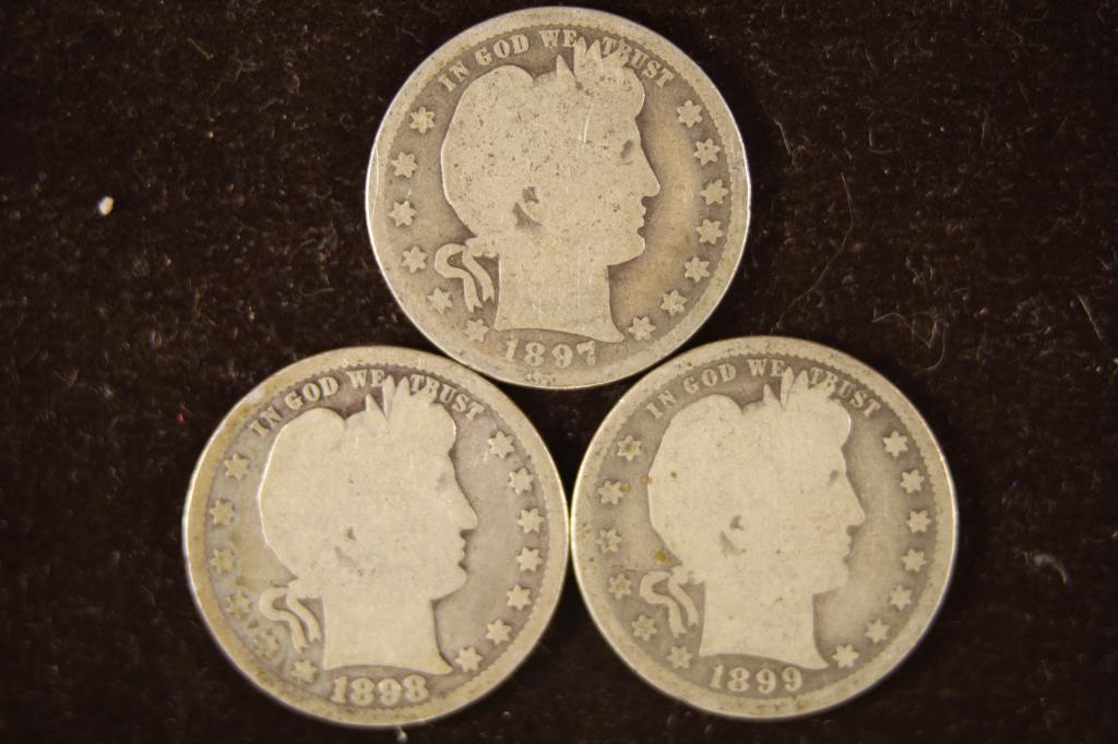 1897, 1898 & 1899-S BARBER QUARTERS (1 of 2)