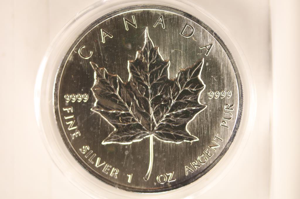 1990 CANADA SILVER $5 MAPLE LEAF (PL) 1 TROY OZ (1 of 2)