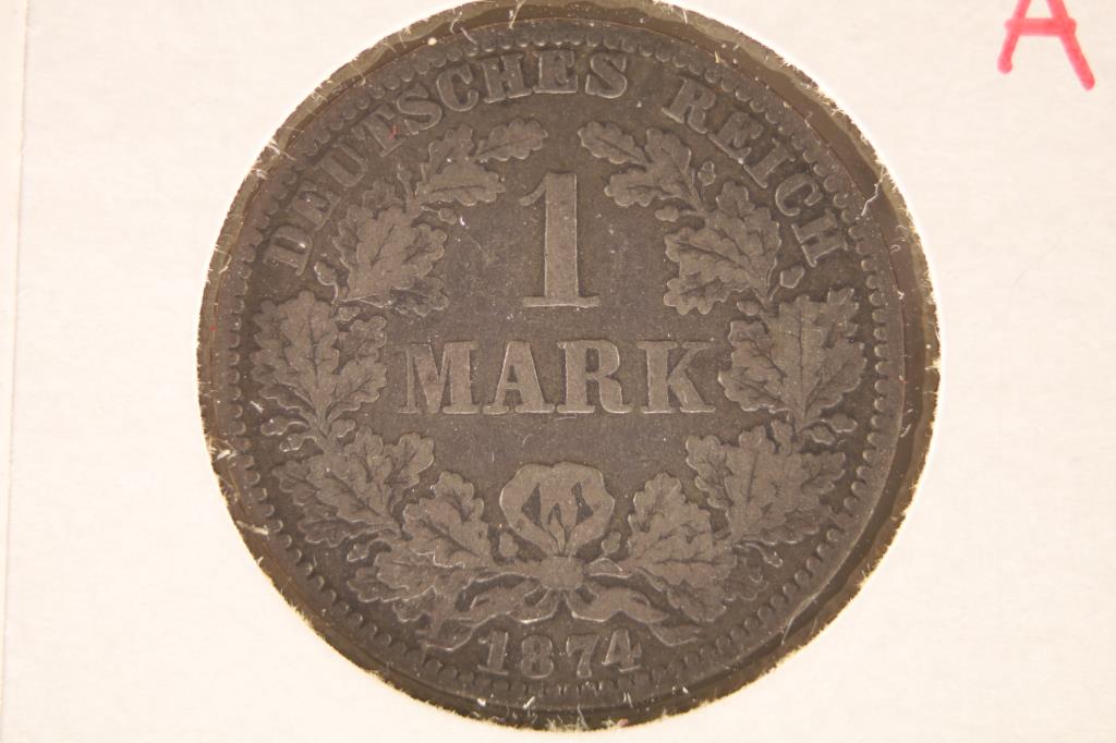 1874-A GERMAN SILVER 1 MARK .1606 OZ. ASW (1 of 2)