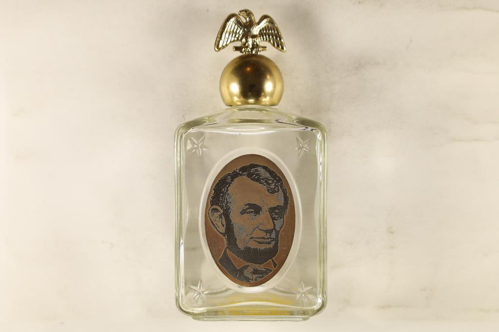 ABRAHAM LINCOLN 4 OZ. AFTER SHAVE GLASS BOTTLE (1 of 2)