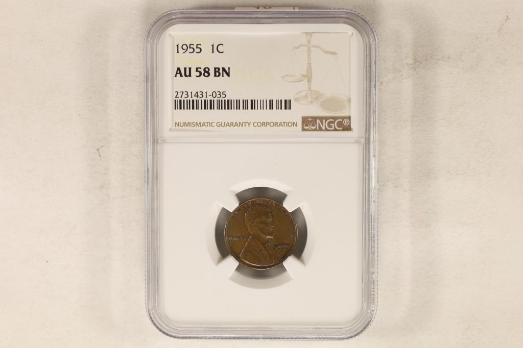 1955 LINCOLN CENT NGC AU58BN (1 of 2)