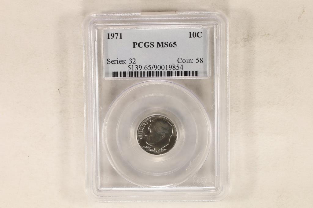 1971 ROOSEVELT DIME PCGS MS65 (1 of 2)