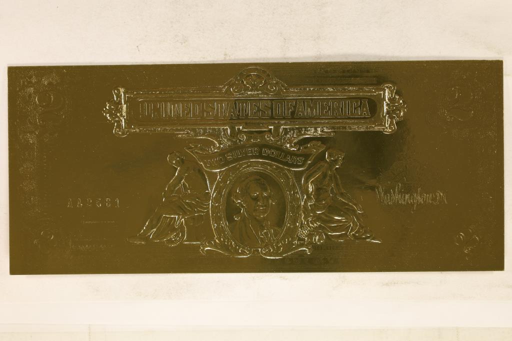 GOLD FOIL REPLICA OF 1899 US $2 SILVER CERTIFICATE (1 of 2)