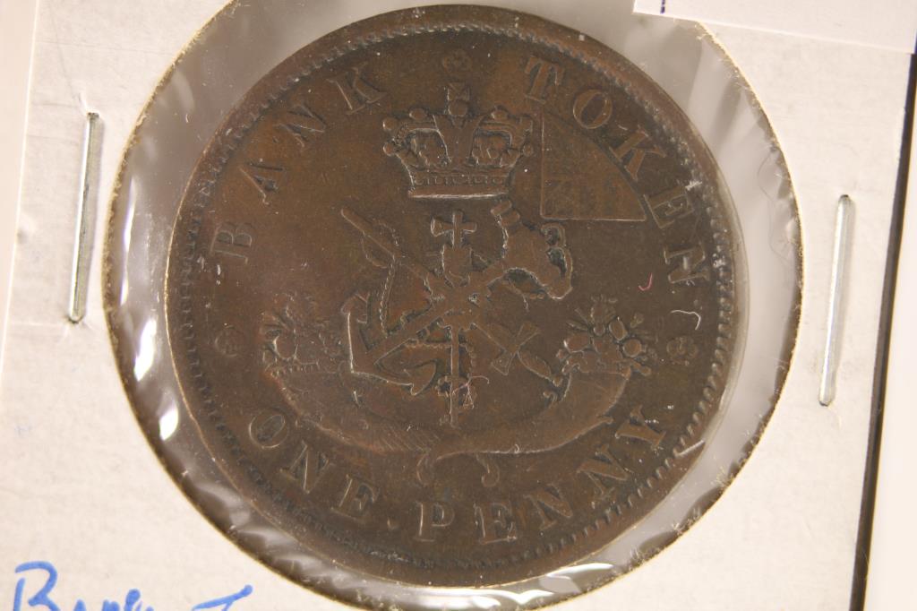 1852 BANK OF UPPER CANADA ONE PENNY BANK TOKEN (1 of 2)
