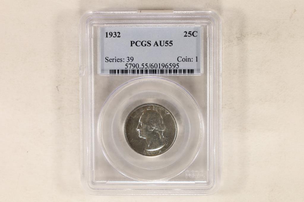 1932 WASHINGTON SILVER QUARTER PCGS AU55 (1 of 2)