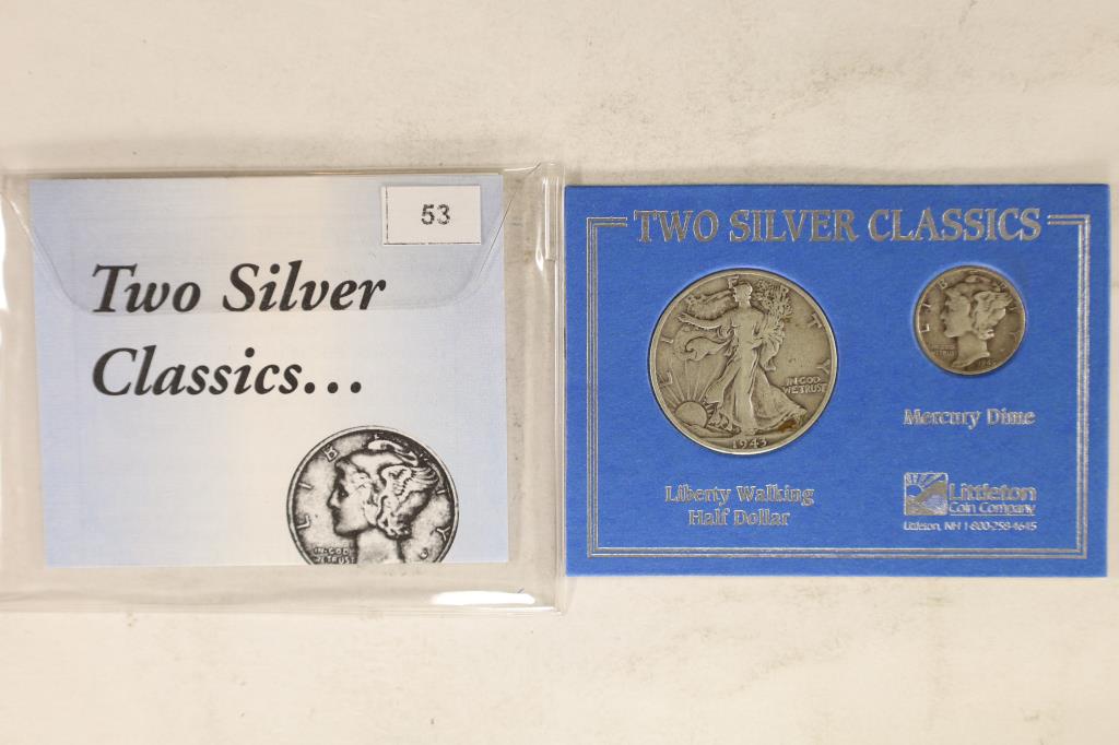 2 SILVER CLASSICS: 1943-D WALKING LIBERTY HALF & (1 of 2)