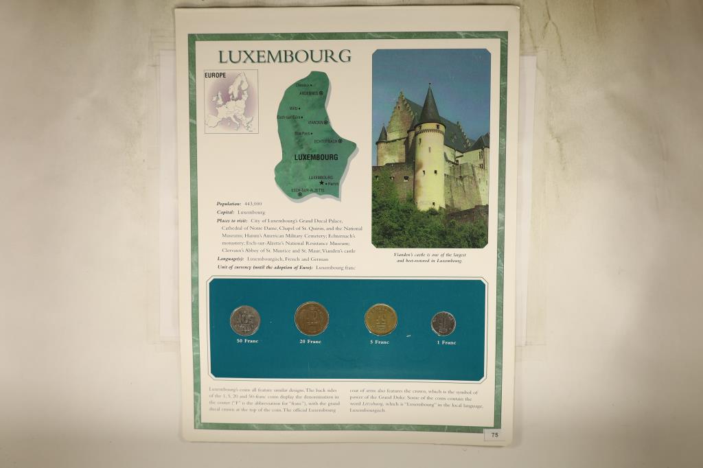 LUXEMBOURG 4 COIN UNC SET IN LARGE (1 of 2)