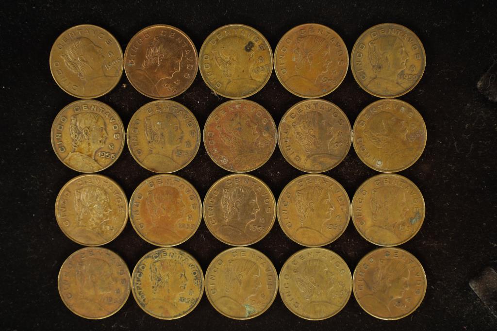 20-1957-M TO 1969-M MEXICO 5 CENTAVO COINS (1 of 2)