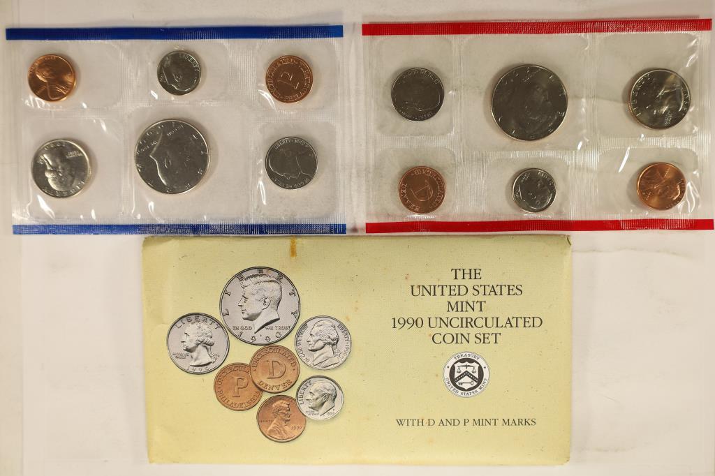 1990 US MINT SET (UNC) P/D (WITH ENVELOPE) (1 of 2)