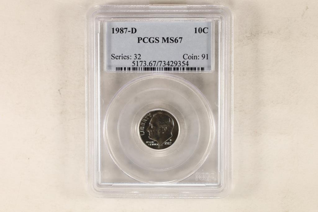 1987-D ROOSEVELT DIME PCGS MS67 (1 of 2)