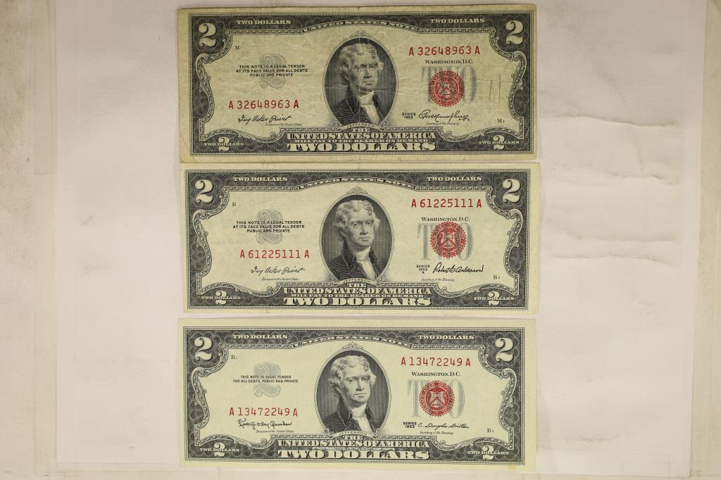 1953, 1953-A & 1963 US $2 RED SEAL NOTES (1 of 2)
