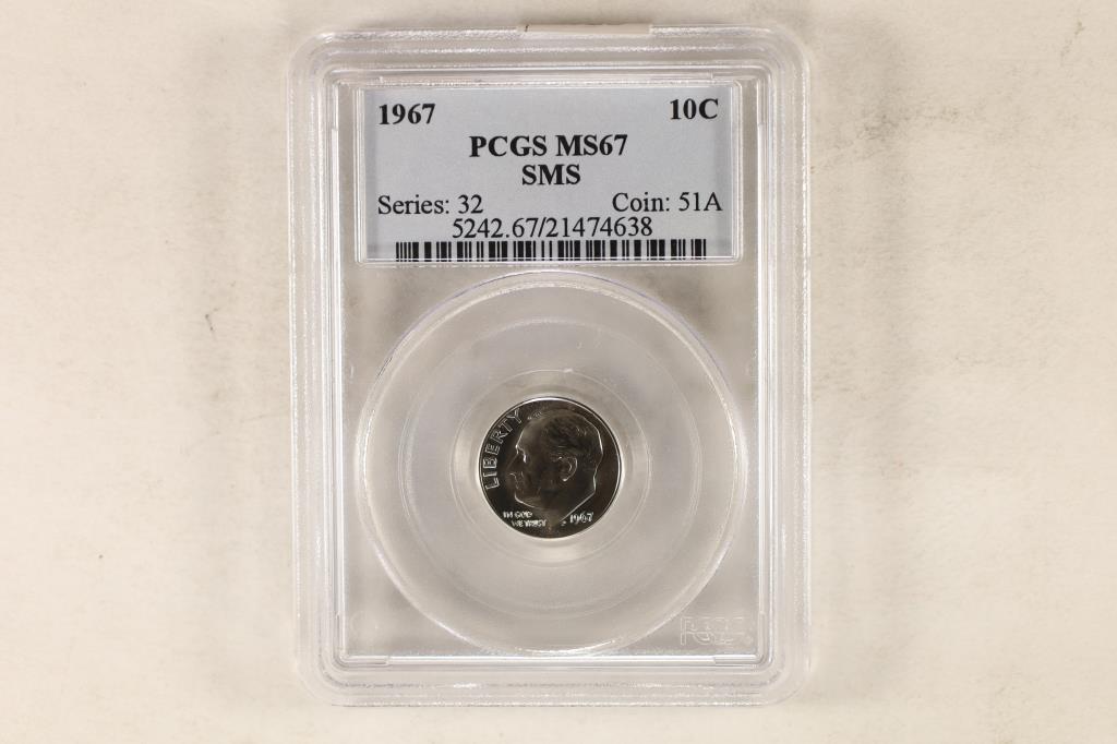 1967 ROOSEVELT DIME PCGS MS67 SMS (1 of 2)