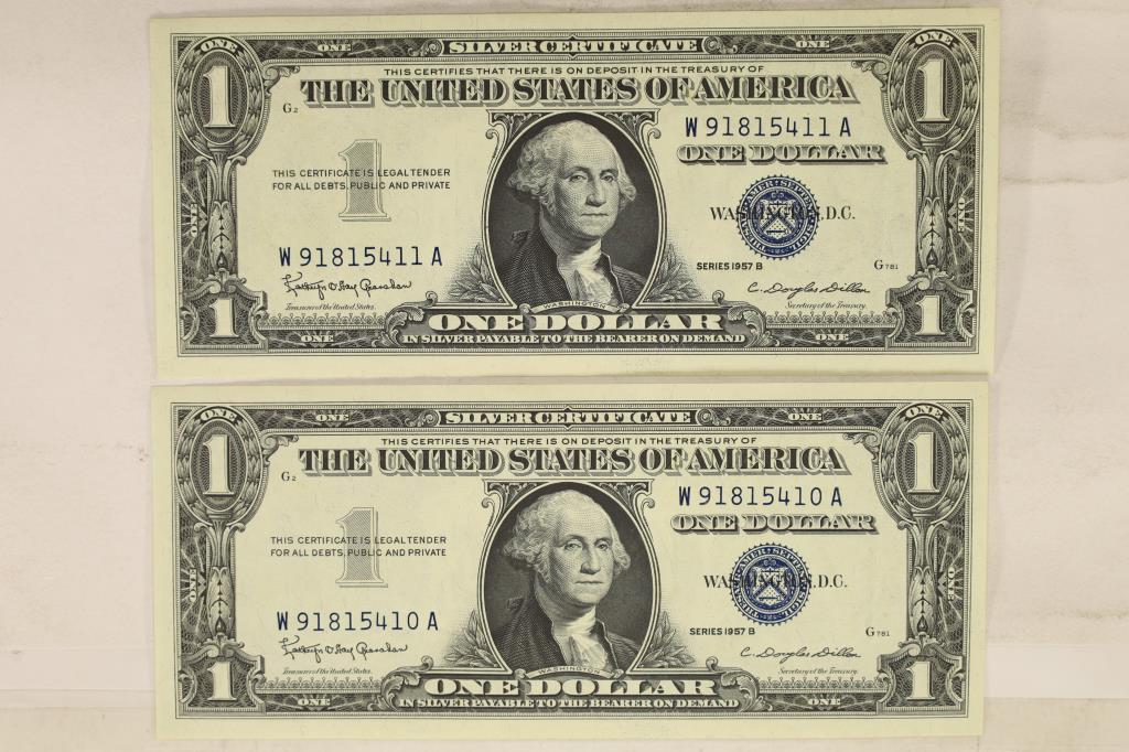 2-1957-B $1 US SILVER CERTIFICATES CRISP UNC (1 of 2)
