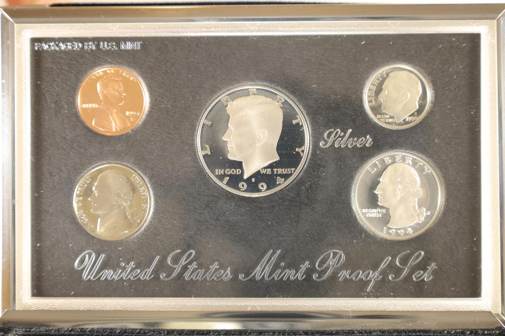 1994 US SILVER PREMIER PROOF SET (WITH BOX) AND (1 of 3)