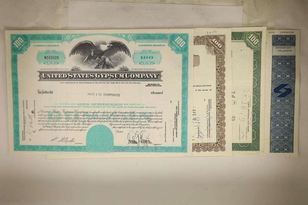 4 VINTAGE STOCK CERTIFICATES: 1969 UNITED STATES (1 of 5)