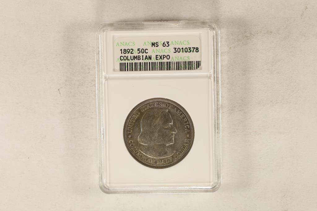 1892 COLOMBIAN EXPOSITION HALF DOLLAR ANACS MS63 (1 of 2)