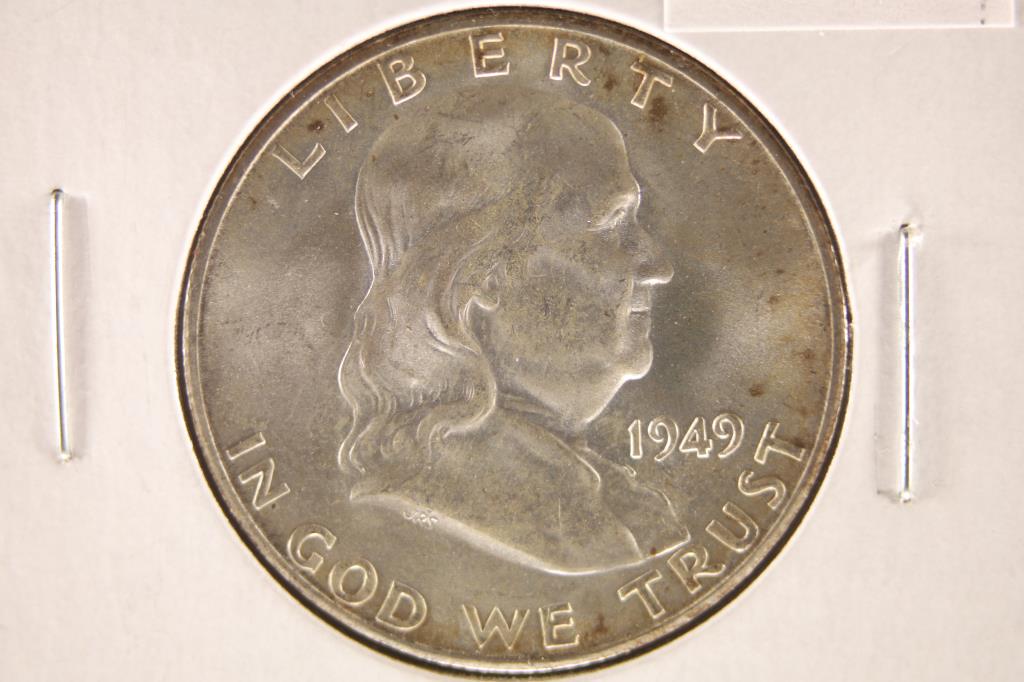 1949-S FRANKLIN HALF DOLLAR BRILLIANT UNC WITH (1 of 2)