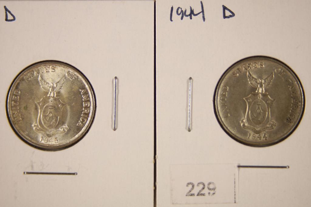 1944-D & 1945-D SILVER US PHILIPPINES 20 CENTAVOS (1 of 2)