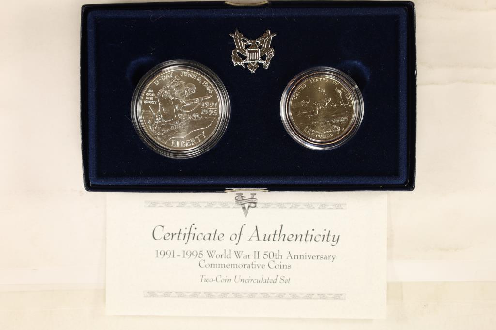 1995 WORLD WAR II 50TH ANNIVERSARY 2 COIN UNC SET (1 of 4)