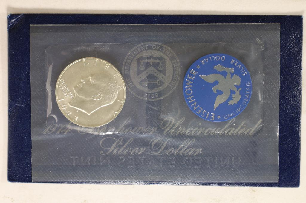 1973-S  IKE SILVER DOLLAR UNCIRCULATED (BLUE PACK) (1 of 2)