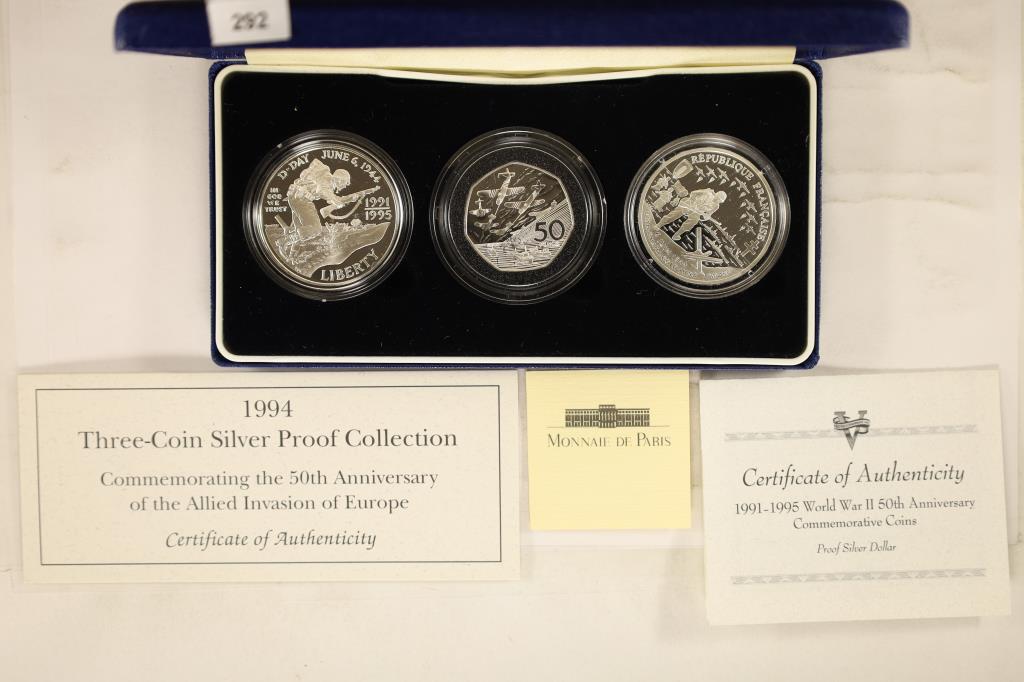 1994 THREE COIN SILVER PROOF COMMEMORATIVE SET (1 of 3)