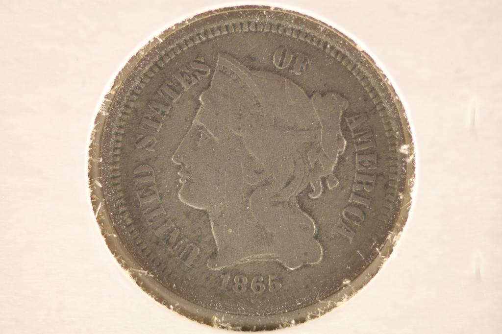 1865  3 CENT "NICKEL" COIN (1 of 2)