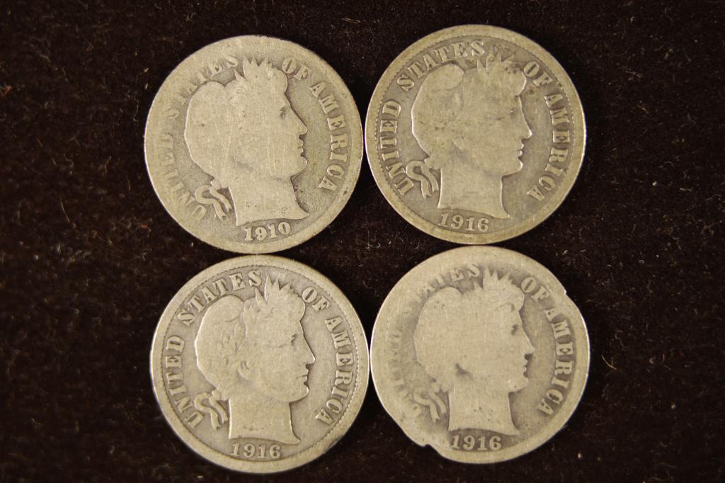 1910, 1916-S & 2-1916 SILVER BARBER DIMES (1 of 2)