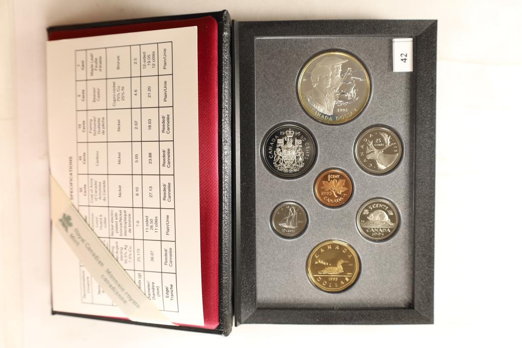 1995 CANADA DOUBLE DOLLAR PROOF SET "FOUNDING OF: THE HUDSON BAY" STERLING SILVER DOLLAR, ORIGINAL ROYAL CANADIAN MINT PACKAGING